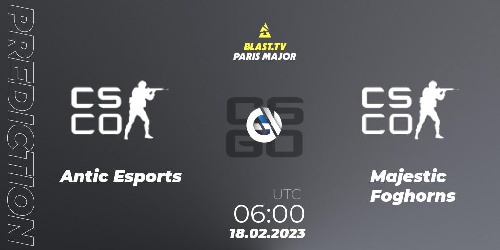 Prognoza Antic Esports - Majestic Foghorns. 18.02.2023 at 06:00, Counter-Strike (CS2), BLAST.tv Paris Major 2023 Oceania RMR Closed Qualifier