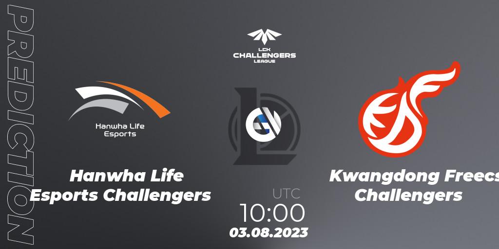 Prognoza Hanwha Life Esports Challengers - Kwangdong Freecs Challengers. 03.08.23, LoL, LCK Challengers League 2023 Summer - Group Stage