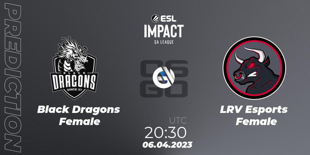 Prognoza Black Dragons Female - LRV Esports Female. 06.04.2023 at 20:30, Counter-Strike (CS2), ESL Impact League Season 3: South American Division