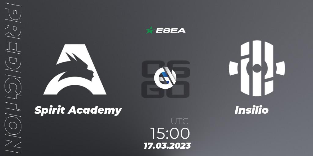 Prognoza Spirit Academy - Insilio. 17.03.2023 at 15:00, Counter-Strike (CS2), ESEA Season 44: Advanced Division - Europe