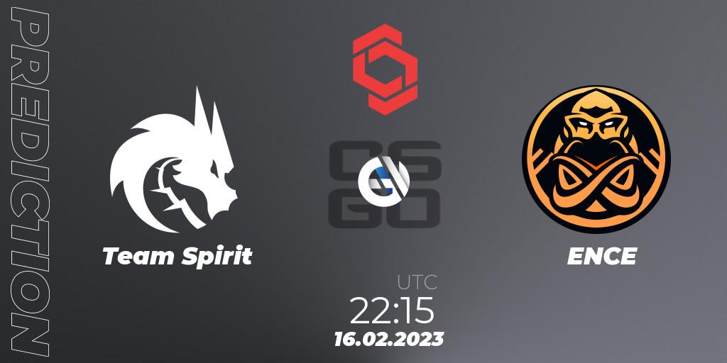 Prognoza Team Spirit - ENCE. 16.02.2023 at 22:15, Counter-Strike (CS2), CCT Central Europe Series Finals #1