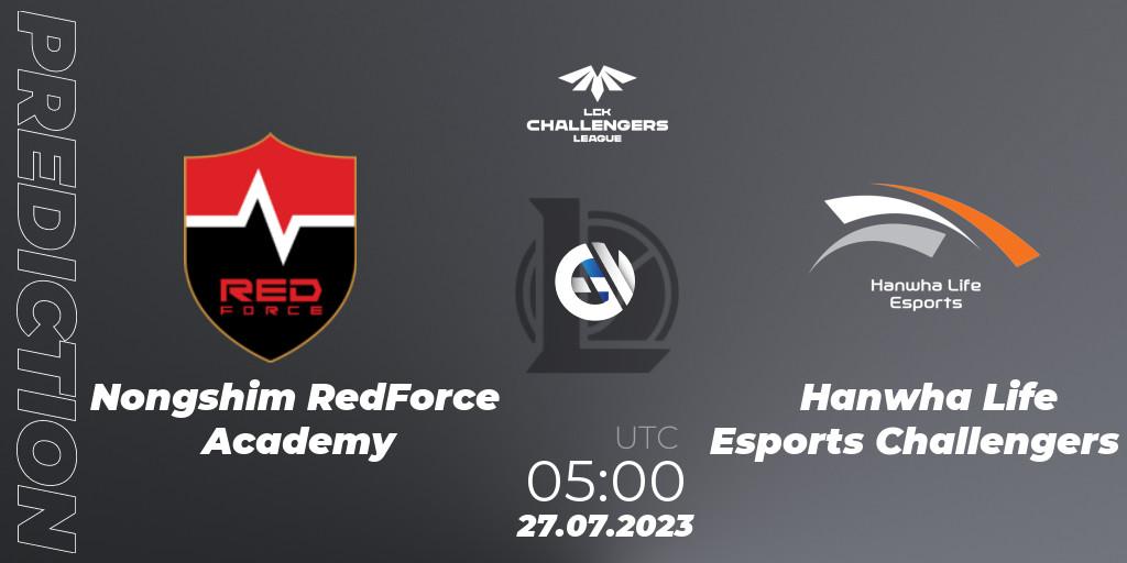 Prognoza Nongshim RedForce Academy - Hanwha Life Esports Challengers. 27.07.2023 at 05:00, LoL, LCK Challengers League 2023 Summer - Group Stage