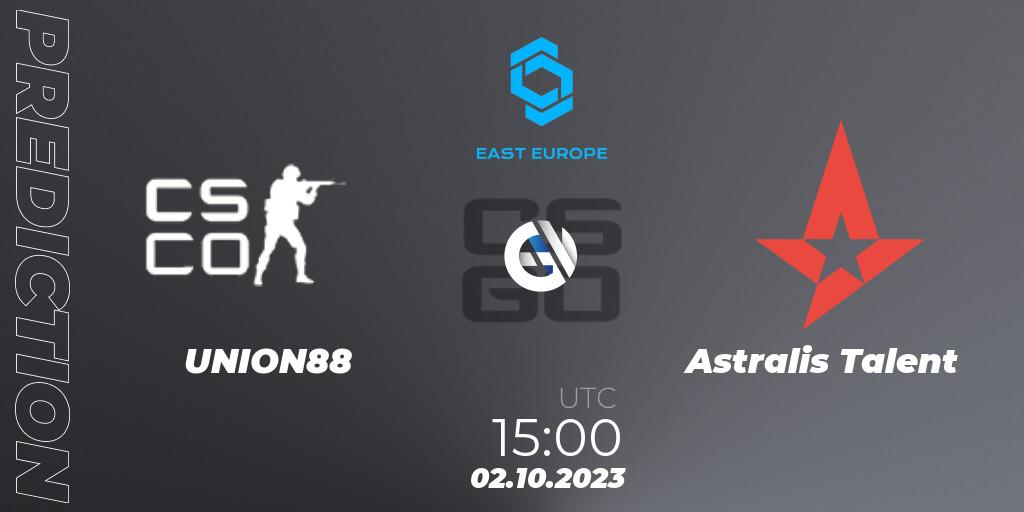 Prognoza UNION88 - Astralis Talent. 02.10.23, CS2 (CS:GO), CCT East Europe Series #3: Closed Qualifier