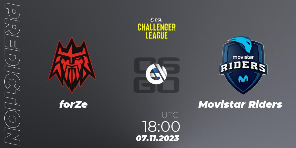 Prognoza forZe - Movistar Riders. 07.11.23, CS2 (CS:GO), ESL Challenger League Season 46: Europe