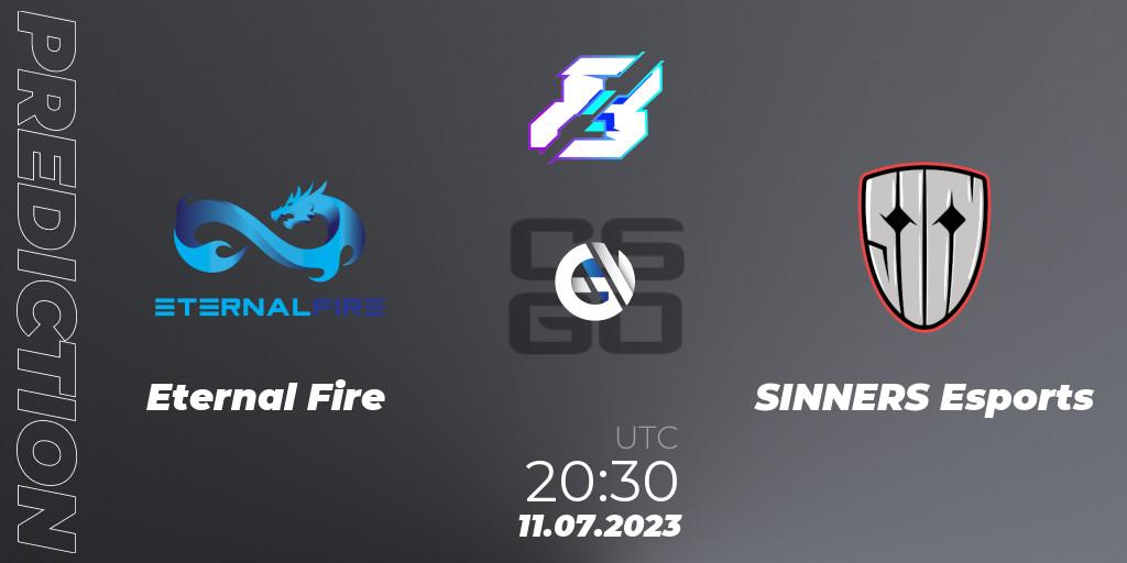Prognoza Eternal Fire - SINNERS Esports. 11.07.2023 at 20:30, Counter-Strike (CS2), Gamers8 2023 Europe Open Qualifier 2