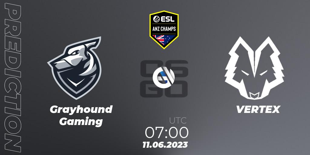 Prognoza Grayhound Gaming - VERTEX. 11.06.2023 at 07:00, Counter-Strike (CS2), ESL ANZ Champs Season 16