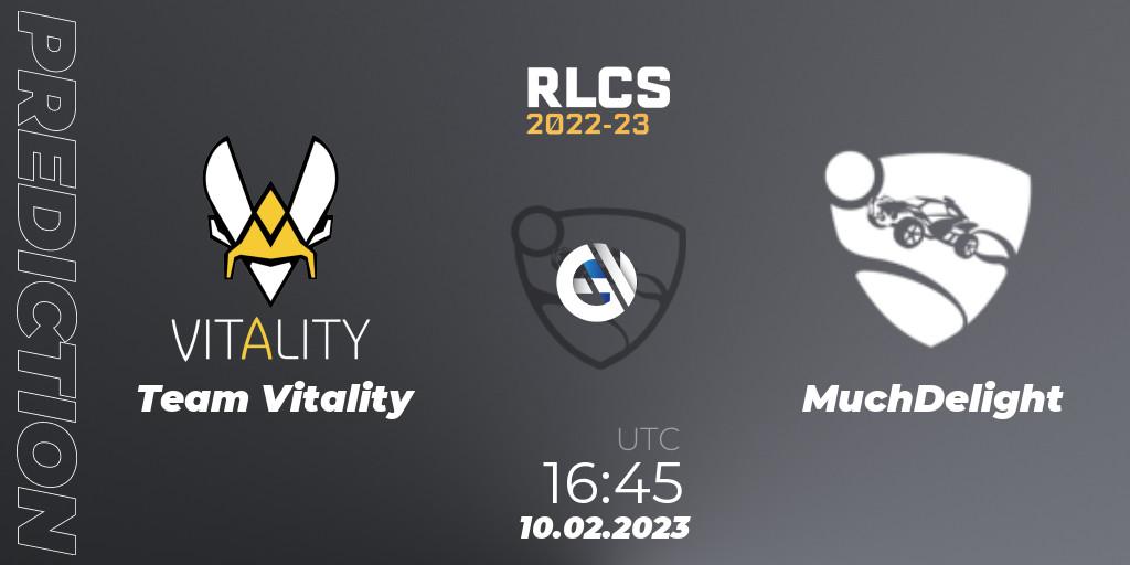 Prognoza Team Vitality - MuchDelight. 10.02.2023 at 16:45, Rocket League, RLCS 2022-23 - Winter: Europe Regional 2 - Winter Cup