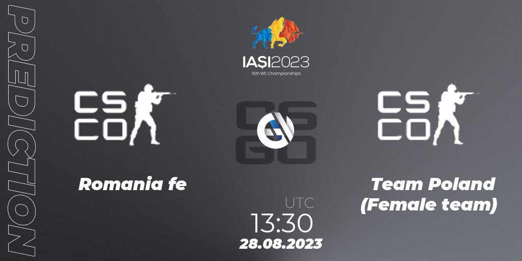 Prognoza Romania fe - Team Poland (Female team). 28.08.2023 at 14:40, Counter-Strike (CS2), IESF Female World Esports Championship 2023