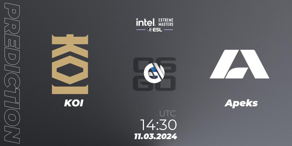 Prognoza KOI - Apeks. 11.03.24, CS2 (CS:GO), Intel Extreme Masters Dallas 2024: European Closed Qualifier