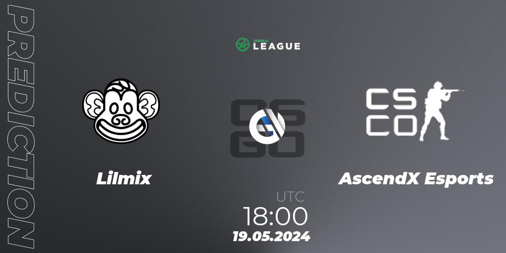 Prognoza Lilmix - AscendX Esports. 19.05.2024 at 18:00, Counter-Strike (CS2), ESEA Season 49: Advanced Division - Europe