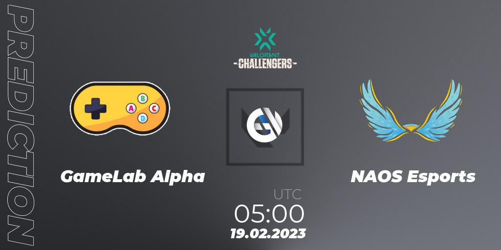 Prognoza GameLab Alpha - NAOS Esports. 19.02.2023 at 05:00, VALORANT, VALORANT Challengers 2023: Philippines Split 1