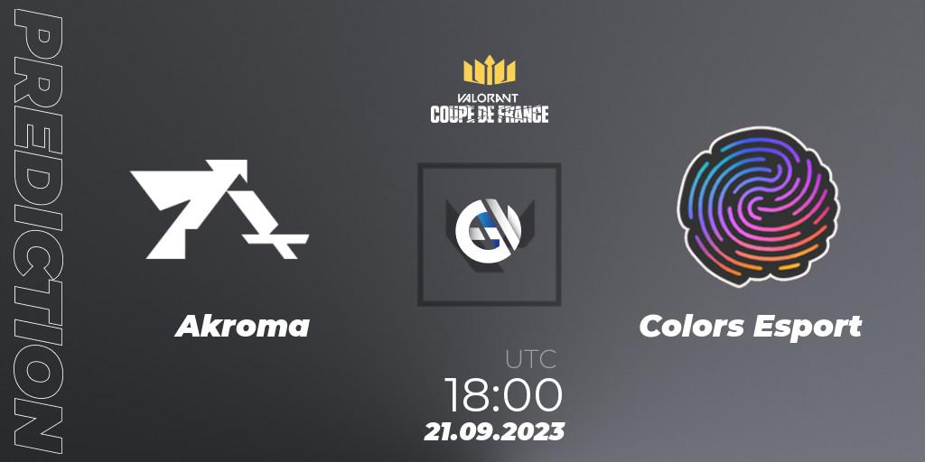 Prognoza Akroma - Colors Esport. 21.09.2023 at 18:00, VALORANT, VCL France: Revolution - Coupe De France 2023