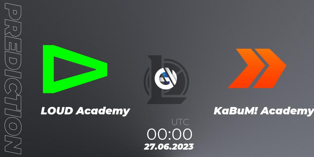 Prognoza LOUD Academy - KaBuM! Academy. 27.06.2023 at 00:15, LoL, CBLOL Academy Split 2 2023 - Group Stage