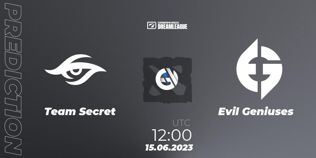 Prognoza Team Secret - Evil Geniuses. 15.06.23, Dota 2, DreamLeague Season 20 - Group Stage 1