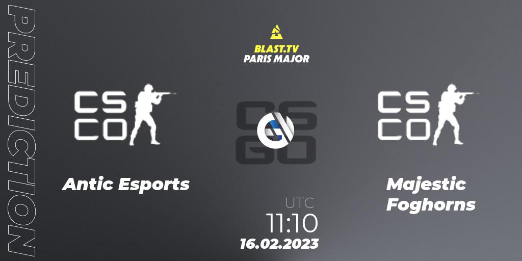 Prognoza Antic Esports - Majestic Foghorns. 16.02.2023 at 11:10, Counter-Strike (CS2), BLAST.tv Paris Major 2023 Oceania RMR Open Qualifier