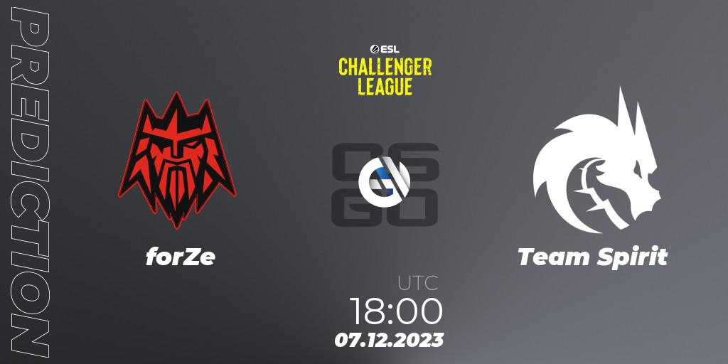 Prognoza forZe - Team Spirit. 07.12.2023 at 18:00, Counter-Strike (CS2), ESL Challenger League Season 46: Europe