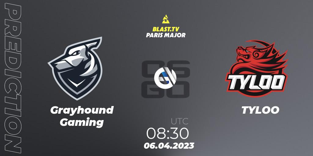 Prognoza Grayhound Gaming - TYLOO. 07.04.23, CS2 (CS:GO), BLAST.tv Paris Major 2023 Asia-Pacific RMR
