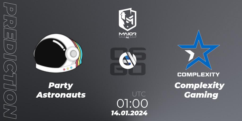 Prognoza Party Astronauts - Complexity Gaming. 14.01.24, CS2 (CS:GO), PGL CS2 Major Copenhagen 2024 North America RMR Closed Qualifier