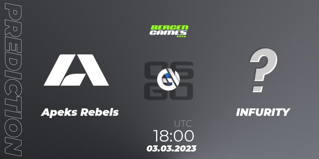 Prognoza Apeks Rebels - INFURITY Gaming. 03.03.2023 at 18:15, Counter-Strike (CS2), Bergen Games 2023