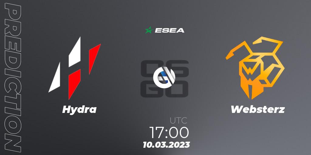 Prognoza Hydra - Websterz. 10.03.2023 at 17:00, Counter-Strike (CS2), ESEA Season 44: Advanced Division - Europe