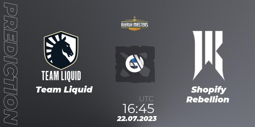 Prognoza Team Liquid - Shopify Rebellion. 22.07.2023 at 16:53, Dota 2, Riyadh Masters 2023 - Group Stage