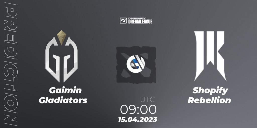 Prognoza Gaimin Gladiators - Shopify Rebellion. 15.04.23, Dota 2, DreamLeague Season 19 - Group Stage 2
