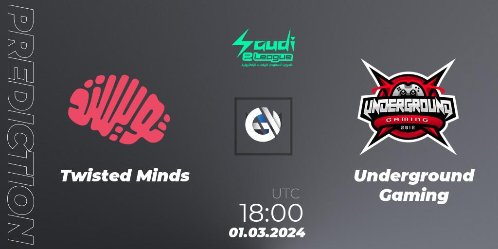 Prognoza Twisted Minds - Underground Gaming. 01.03.2024 at 18:00, VALORANT, Saudi eLeague 2024: Major 1