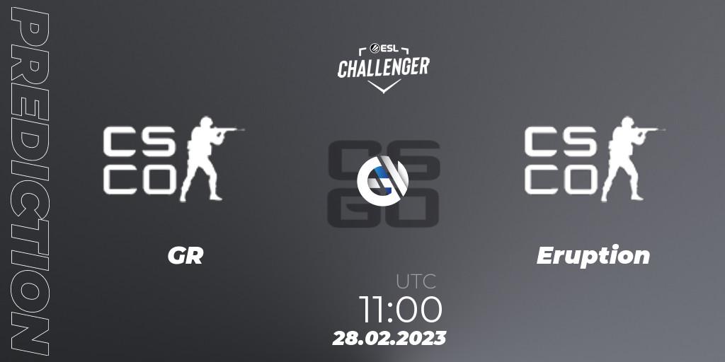 Prognoza GR Gaming - Eruption. 28.02.2023 at 11:00, Counter-Strike (CS2), ESL Challenger Melbourne 2023 Asia Open Qualifier
