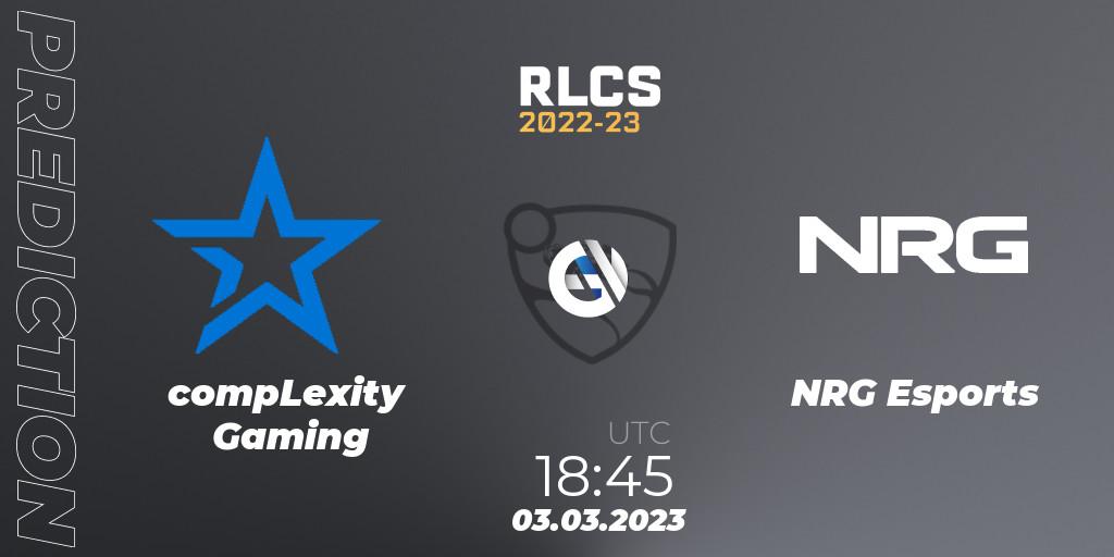 Prognoza compLexity Gaming - NRG Esports. 03.03.2023 at 18:45, Rocket League, RLCS 2022-23 - Winter: North America Regional 3 - Winter Invitational