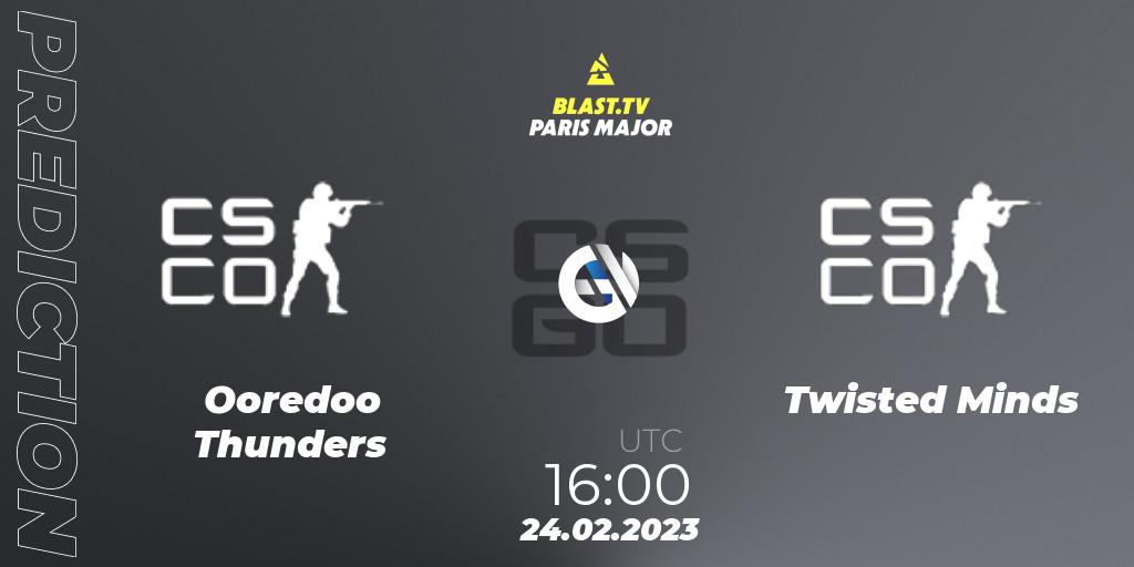 Prognoza Ooredoo Thunders - Twisted Minds. 24.02.2023 at 16:05, Counter-Strike (CS2), BLAST.tv Paris Major 2023 Middle East RMR Closed Qualifier