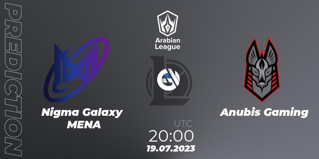 Prognoza Nigma Galaxy MENA - Anubis Gaming. 19.07.2023 at 20:00, LoL, Arabian League Summer 2023 - Group Stage