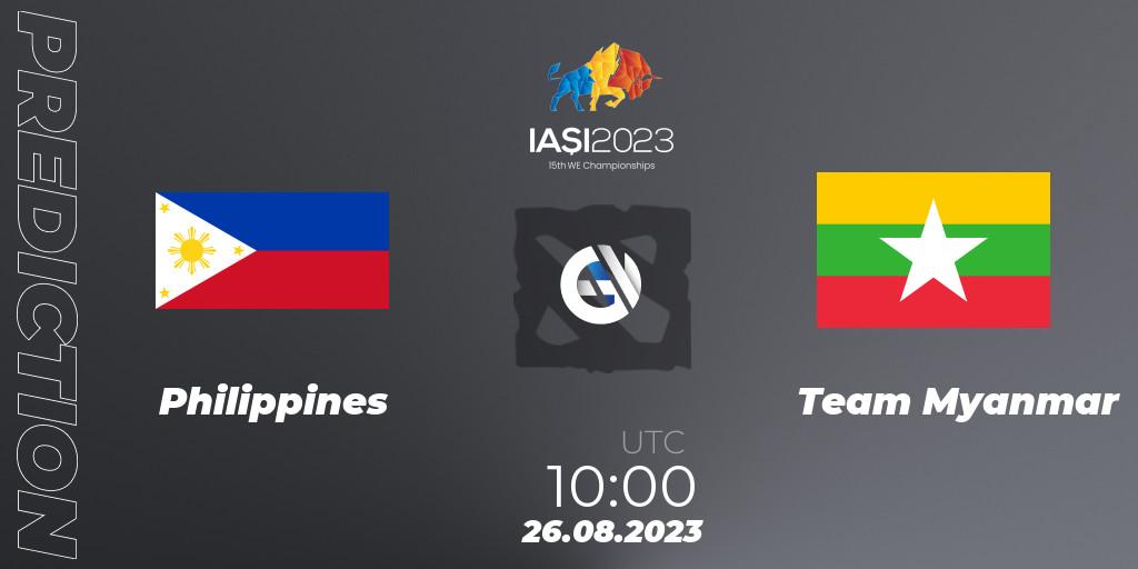 Prognoza Philippines - Team Myanmar. 26.08.2023 at 16:30, Dota 2, IESF World Championship 2023
