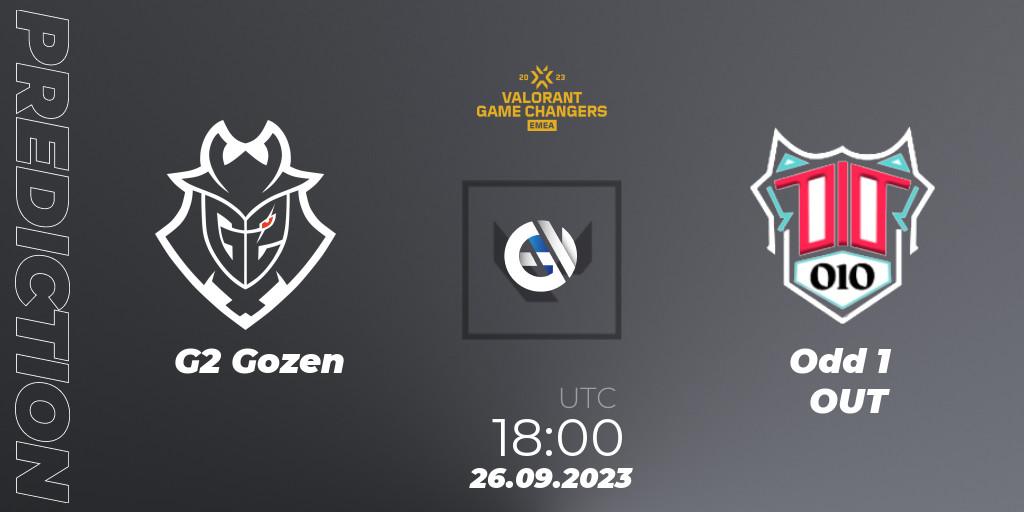 Prognoza G2 Gozen - Odd 1 OUT. 26.09.2023 at 18:00, VALORANT, VCT 2023: Game Changers EMEA Stage 3 - Group Stage