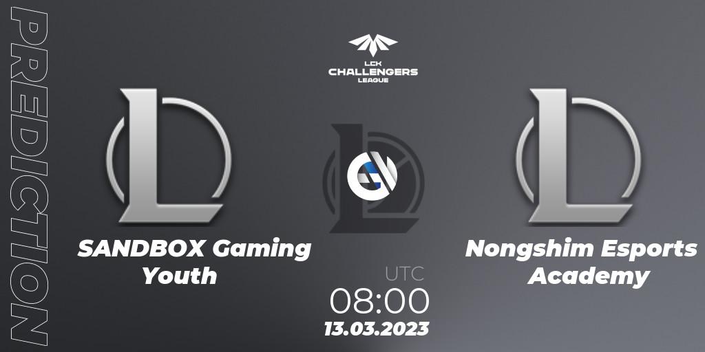 Prognoza SANDBOX Gaming Youth - Nongshim RedForce Academy. 13.03.2023 at 08:20, LoL, LCK Challengers League 2023 Spring