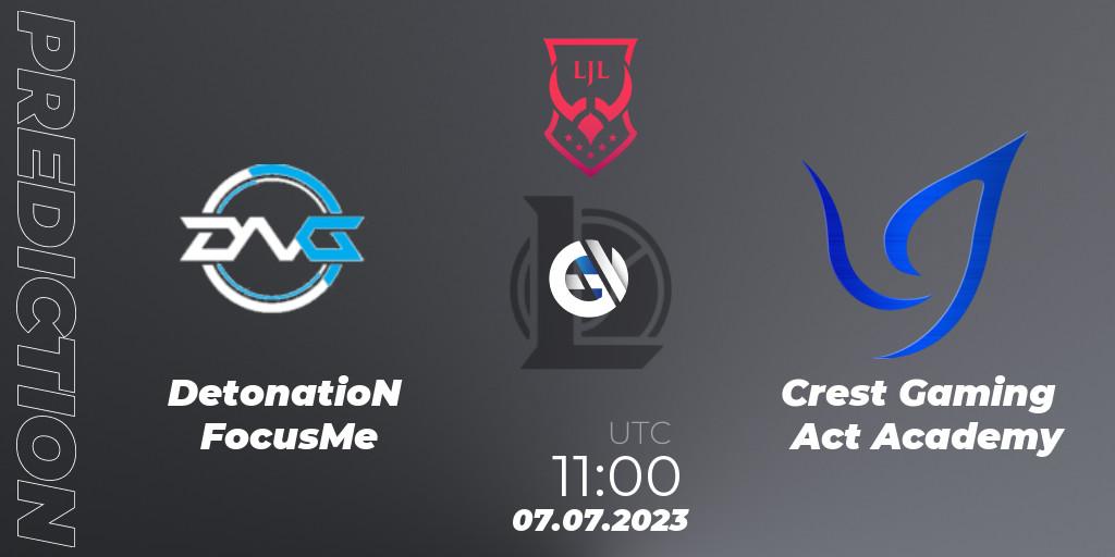 Prognoza DetonatioN FocusMe - Crest Gaming Act Academy. 07.07.2023 at 11:00, LoL, LJL Summer 2023