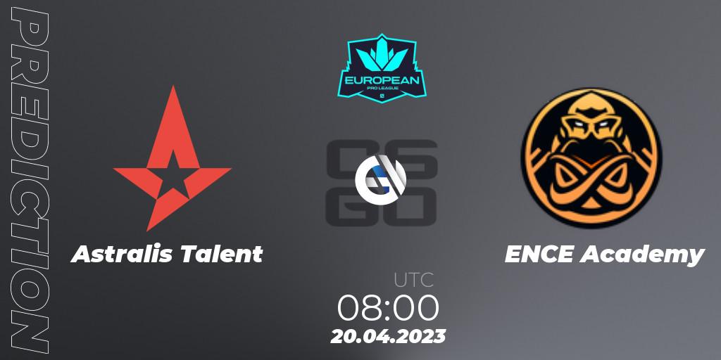 Prognoza Astralis Talent - ENCE Academy. 20.04.2023 at 08:00, Counter-Strike (CS2), European Pro League Season 7