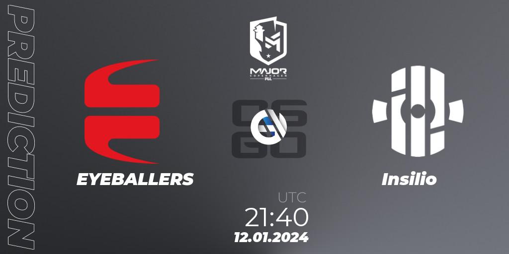 Prognoza EYEBALLERS - Insilio. 12.01.2024 at 21:40, Counter-Strike (CS2), PGL CS2 Major Copenhagen 2024 Europe RMR Open Qualifier 3