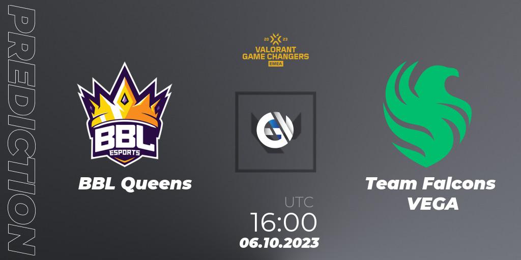 Prognoza BBL Queens - Team Falcons VEGA. 06.10.2023 at 16:00, VALORANT, VCT 2023: Game Changers EMEA Stage 3 - Playoffs