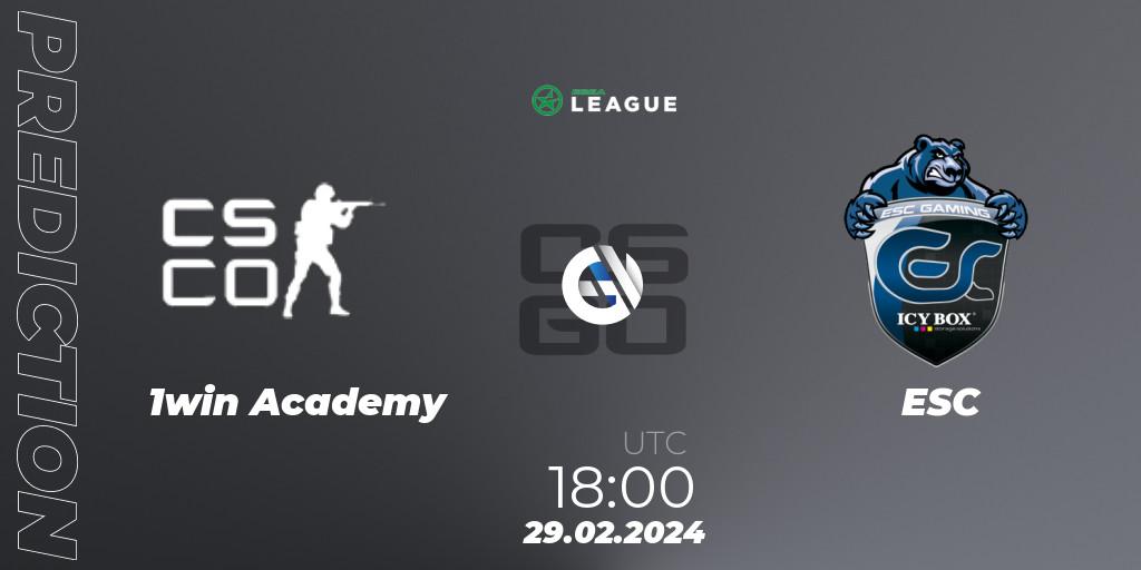 Prognoza 1win Academy - ESC. 29.02.2024 at 18:00, Counter-Strike (CS2), ESEA Season 48: Advanced Division - Europe