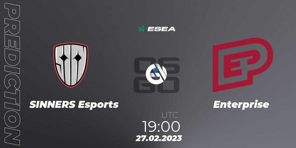 Prognoza SINNERS Esports - Enterprise. 03.03.2023 at 14:00, Counter-Strike (CS2), ESEA Season 44: Advanced Division - Europe