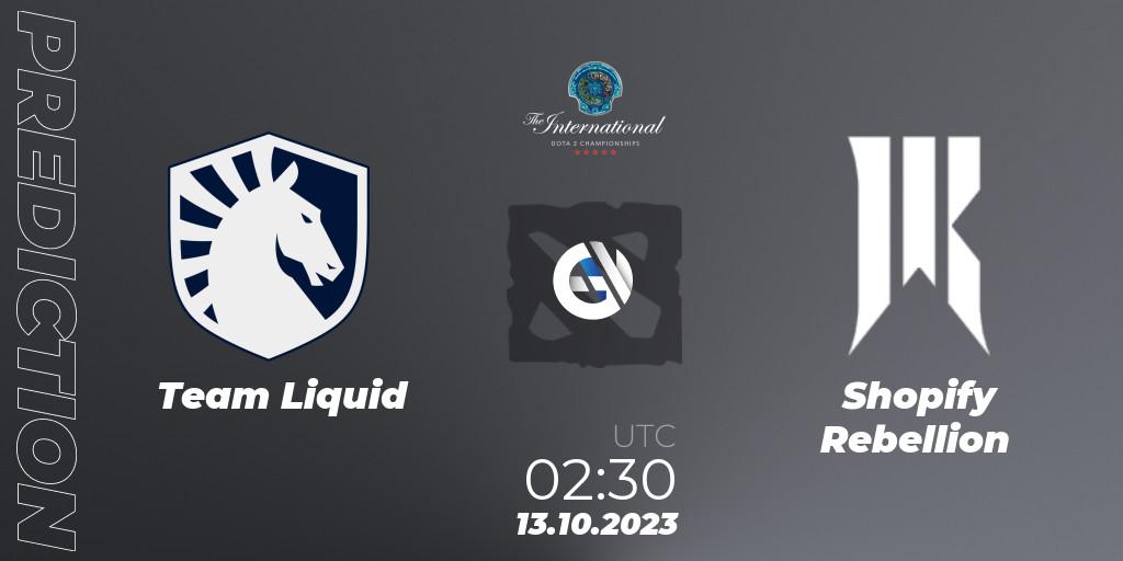 Prognoza Team Liquid - Shopify Rebellion. 13.10.2023 at 02:49, Dota 2, The International 2023 - Group Stage