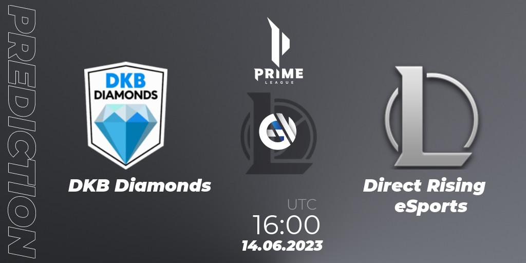 Prognoza DKB Diamonds - Direct Rising eSports. 14.06.2023 at 16:00, LoL, Prime League 2nd Division Summer 2023