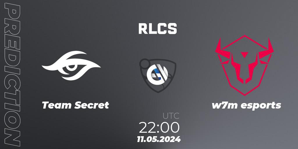 Prognoza Team Secret - w7m esports. 11.05.2024 at 22:00, Rocket League, RLCS 2024 - Major 2: SAM Open Qualifier 5