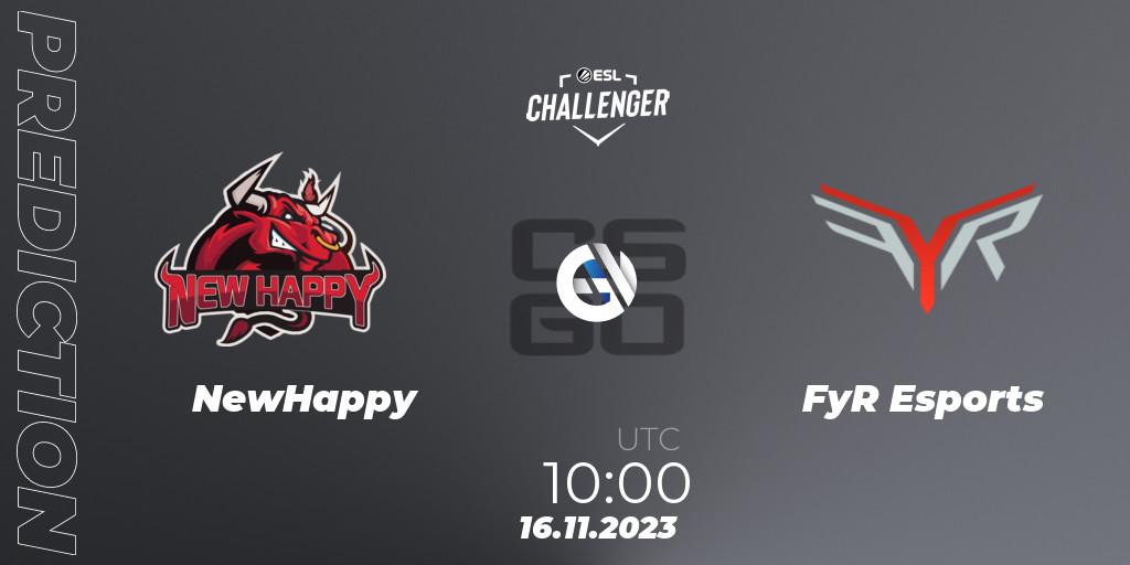 Prognoza NewHappy - FyR Esports. 16.11.23, CS2 (CS:GO), ESL Challenger at DreamHack Atlanta 2023: Asian Open Qualifier
