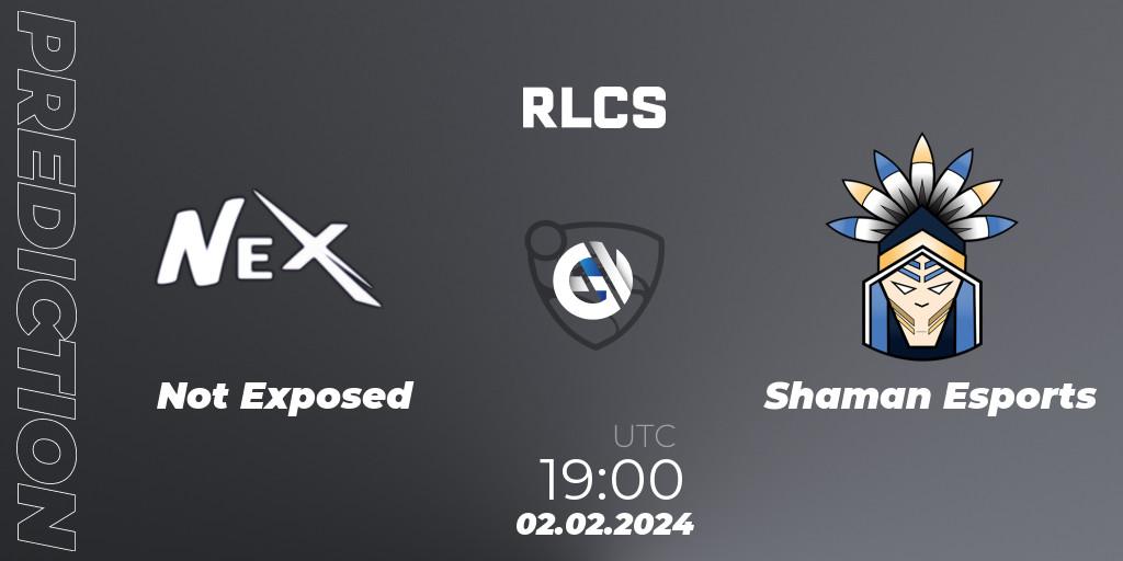 Prognoza Not Exposed - Shaman Esports. 02.02.2024 at 19:00, Rocket League, RLCS 2024 - Major 1: SAM Open Qualifier 1