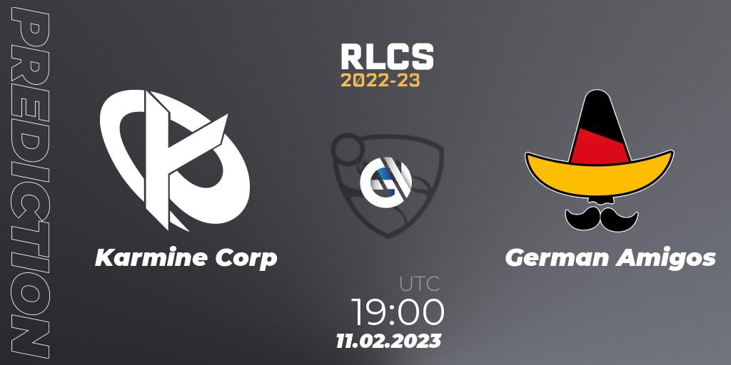 Prognoza Karmine Corp - German Amigos. 11.02.2023 at 18:55, Rocket League, RLCS 2022-23 - Winter: Europe Regional 2 - Winter Cup