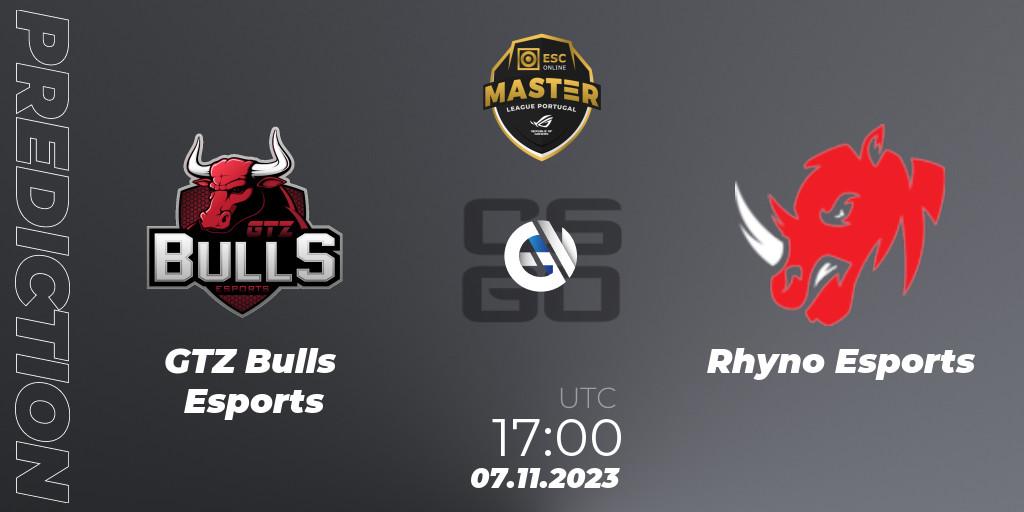 Prognoza GTZ Bulls Esports - Rhyno Esports. 07.11.23, CS2 (CS:GO), Master League Portugal Season 12: Online Stage