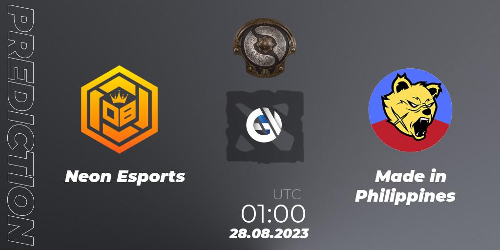 Prognoza Neon Esports - Made in Philippines. 28.08.2023 at 01:02, Dota 2, The International 2023 - Southeast Asia Qualifier