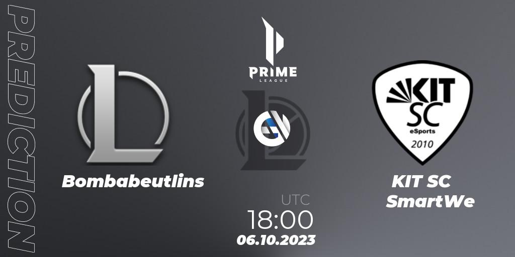 Prognoza Bombabeutlins - KIT SC SmartWe. 06.10.2023 at 18:00, LoL, Prime League Pokal 2023
