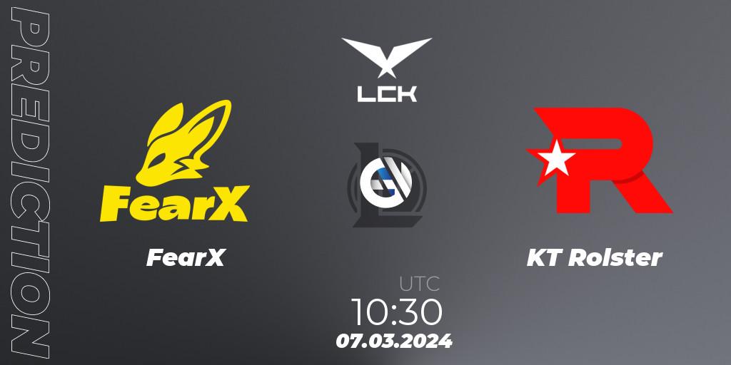 Prognoza FearX - KT Rolster. 07.03.24, LoL, LCK Spring 2024 - Group Stage